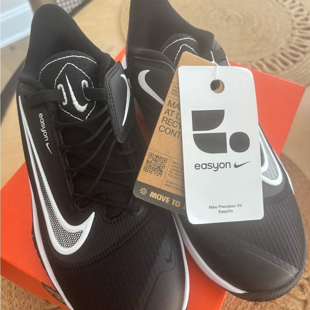 Nike Youth Precision VII Black Sneakers with White Accents